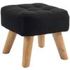 Linen-Look Square Padded Footstool - Black