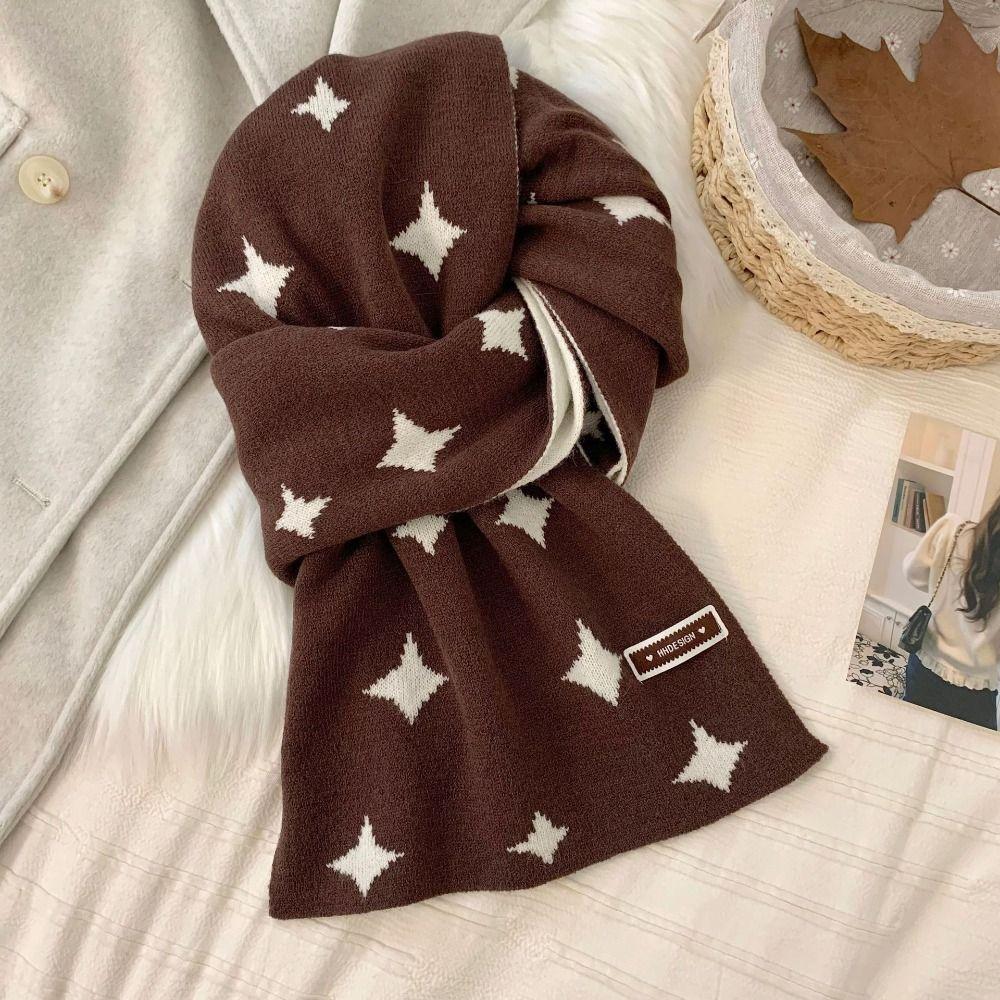 Soft Star Pattern Neckerchief Korean Style Cashmere Knitted Shawl Women Winter Scarf  Autumn Winter