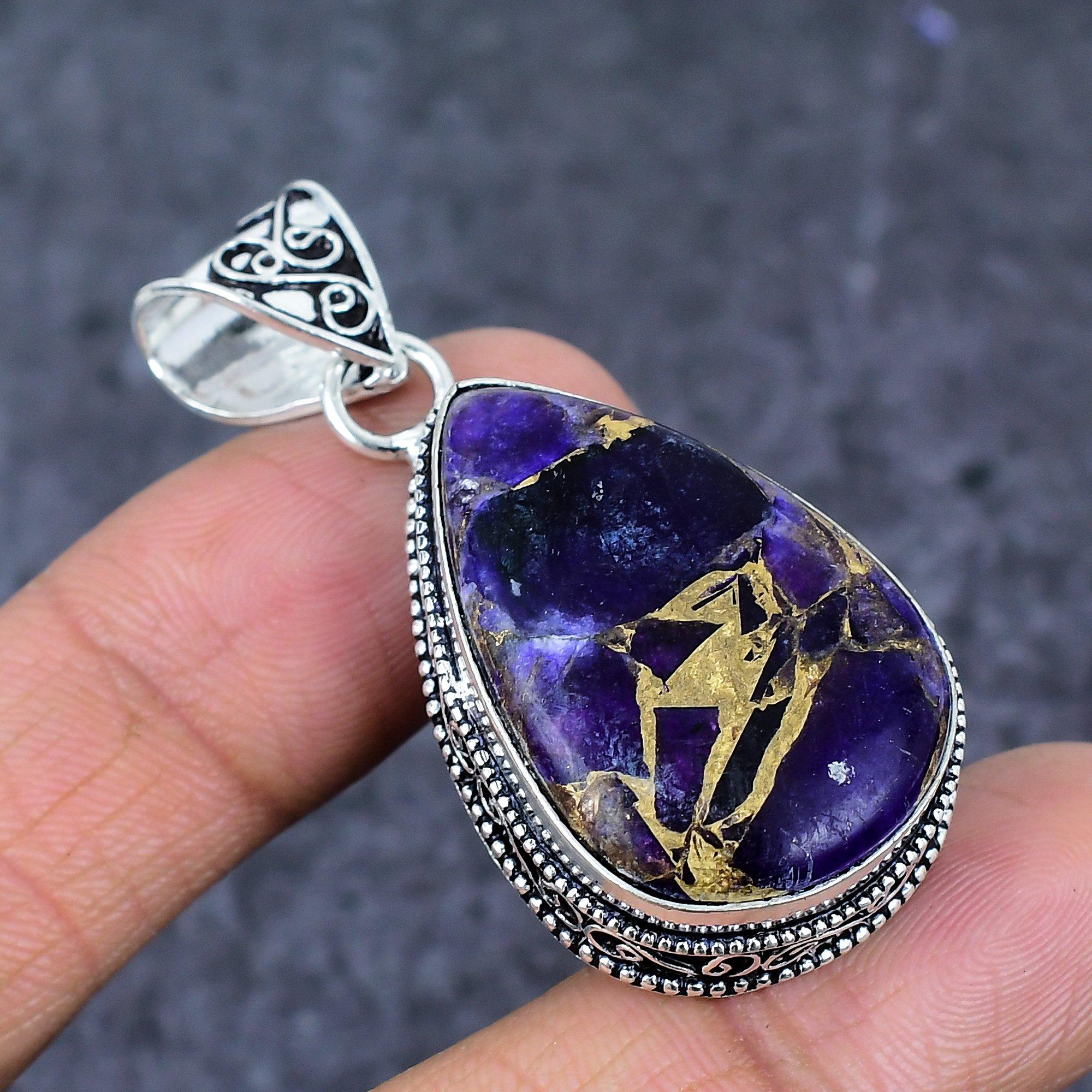 

Natural Copper Sodalite Gemstone 925 Sterling Silver Jewelry Pendant 2.05 ET-4788