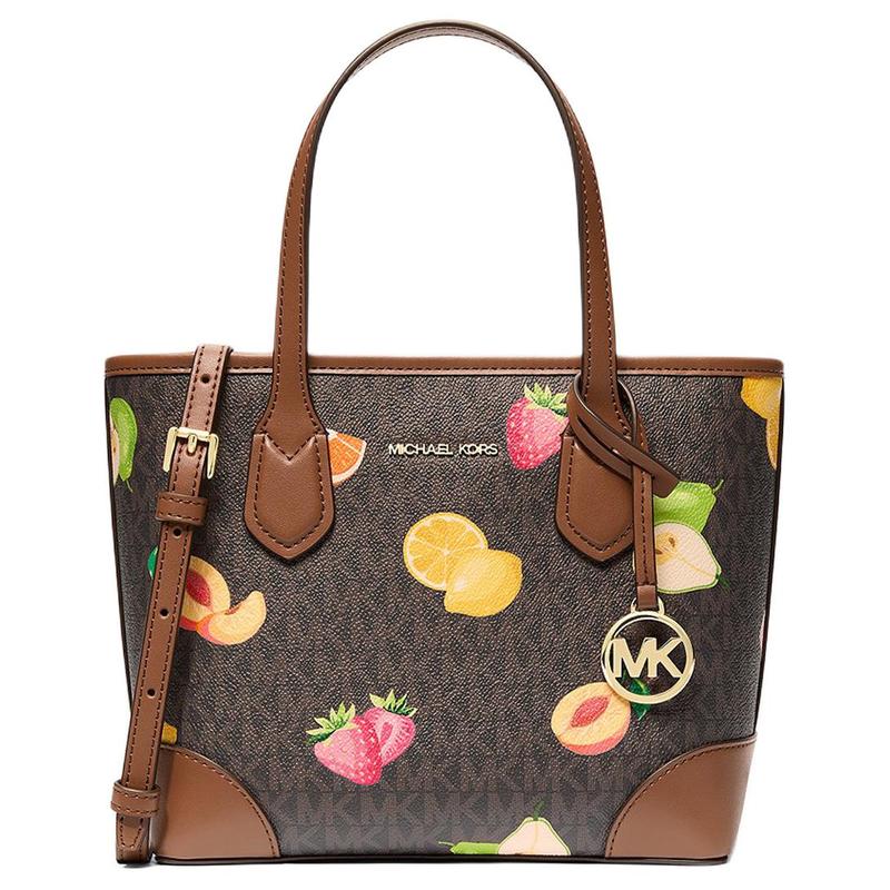 MICHAEL KORS Eva Print Details Faux Leather Tote Bag Women s Brown коричневый