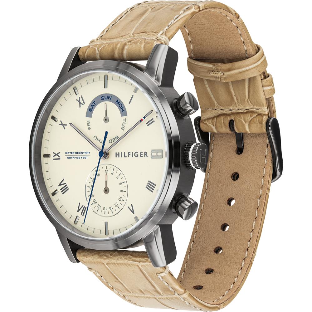 Tommy Hilfiger Kane Beige Leather Strap Gents Quartz Watch 1710399
