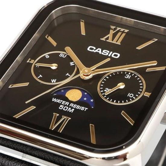 CASIO Standard Moon Phase Analog Mens Watch MTP-M305L-1A2V Black Leather Band Overseas Model