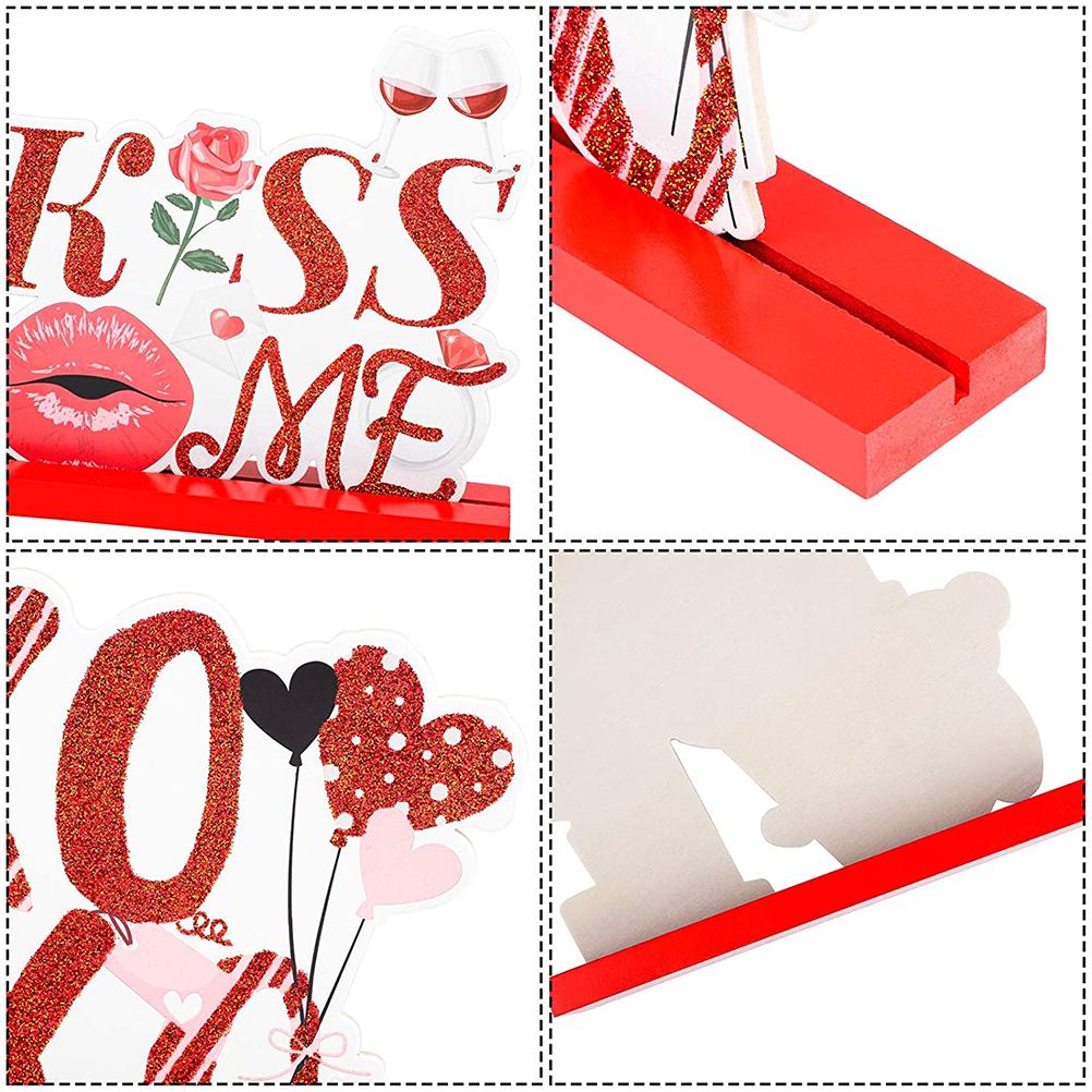 Walentynki Drewniany Dekor Stołu Ozdoby na Biurko Dekoracja Szczęśliwych Walentynek Miłość Drewniana Ozdoba Rękodzielnicza