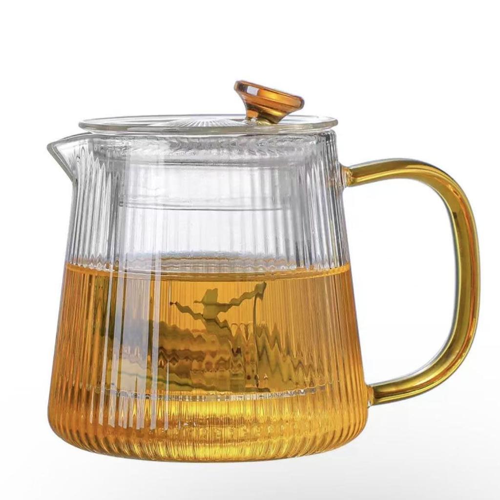 500ml Glass Teapot, Heat-Resistant, with Filter, Tea Water Separator, Easy Pour, Handle, Transparent, Oven, Microwave, and Dishwasher Safe, Stylish