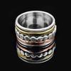 Clarity Meditation Spinning Ring With 2 Brass And 1 Solid 925 Sterling Silver Hammered Pattern Spinners Designed Energy Band Ring For Unisex