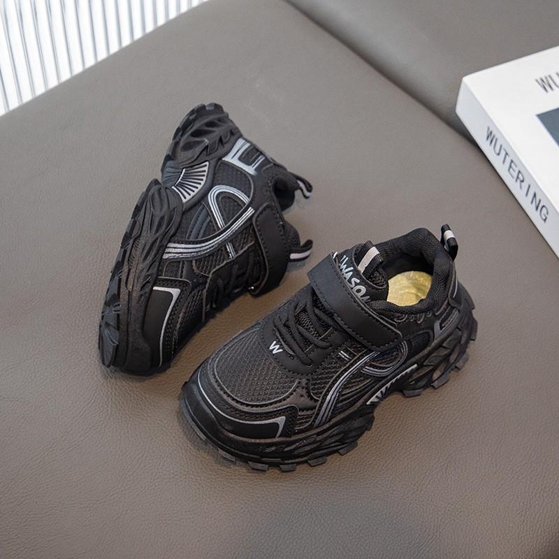 Kids Chunky Sneakers Boys Girls Lightweight Breathable PU Upper Rubber Sole Velcro