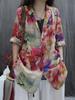 2026 New Style Women's Cotton-Linen Retro Printed Loose-Fit Casual Long Sleeve Suit