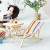 Mini Silla de Playa Decoración de Casa de Muñecas Realista Plegable Silla Tumbona Arcoíris Miniatura Silla de Playa Simulada para 1:12 o 1:6 Casas de muñecas