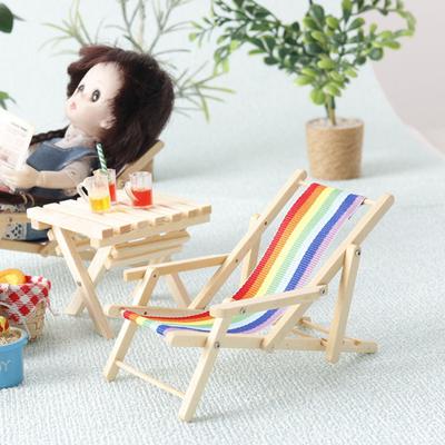Mini scaun de plajă, decorare pentru casă de păpuși, pliabil, pliabil, curcubeu, scaun de plajă simulat în miniatură pentru 1:12 sau 1:6 Case de păpuși