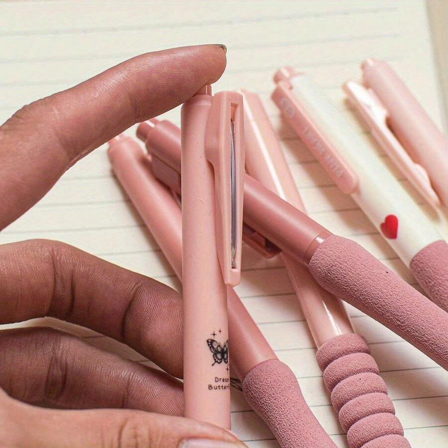 6 ks/sada 0,5mm zasouvací gelové pero, Kawaii papírnictví, Roztomilá pera, Černá gelová pera, Estetická pera, Školní potřeby