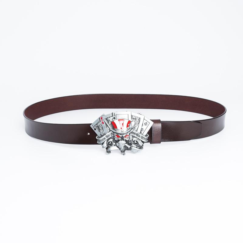 Skull Alloy Silver Belt Button Head Belt Button Head Playing Card Buckle Fashion Youth Belt