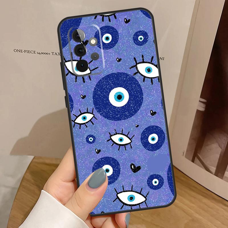 Evil Eye Lucky Eye Blue Case For Samsung Galaxy A34 A54 A17 A35 A55 A06 A16 A26 A36 A56 A53 A32 A52 A33 A13 A14 A15