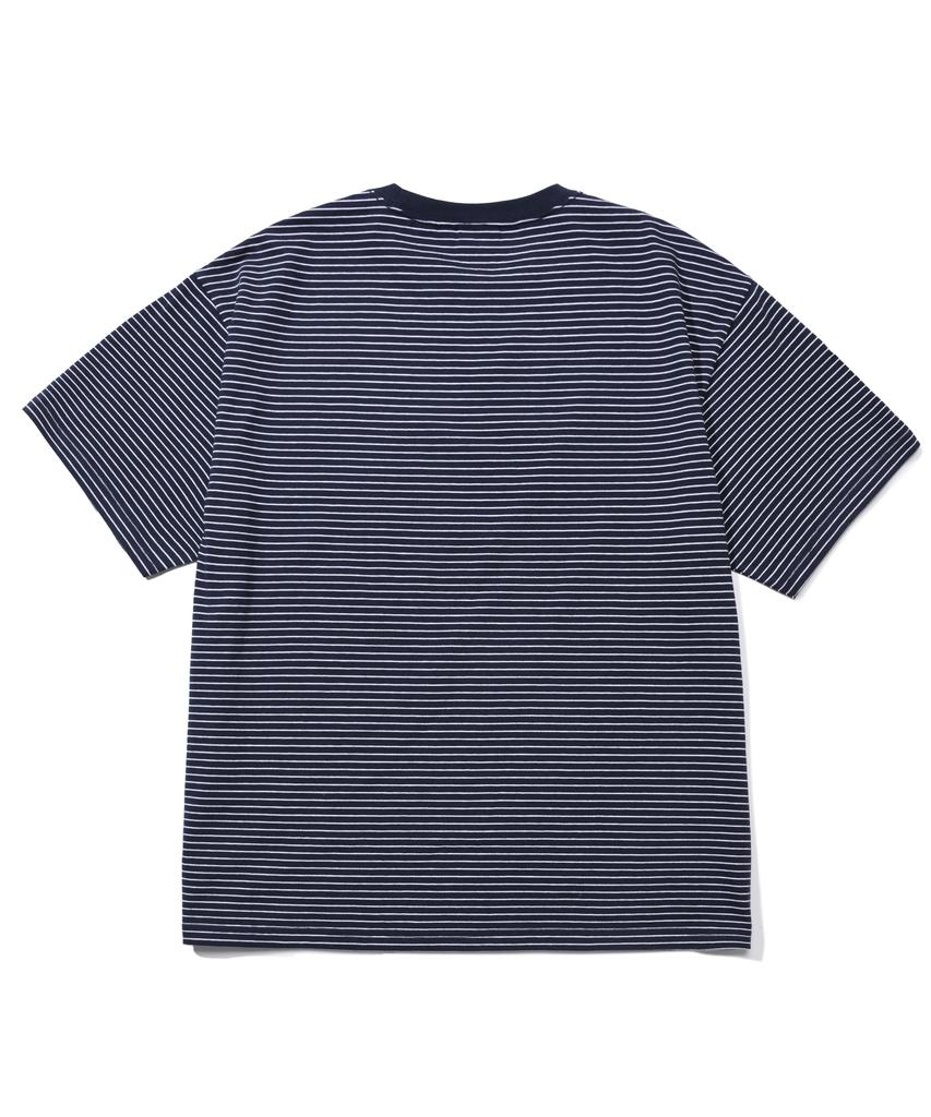 YALE Small Arch Logo Stripe T-Shirt Navy