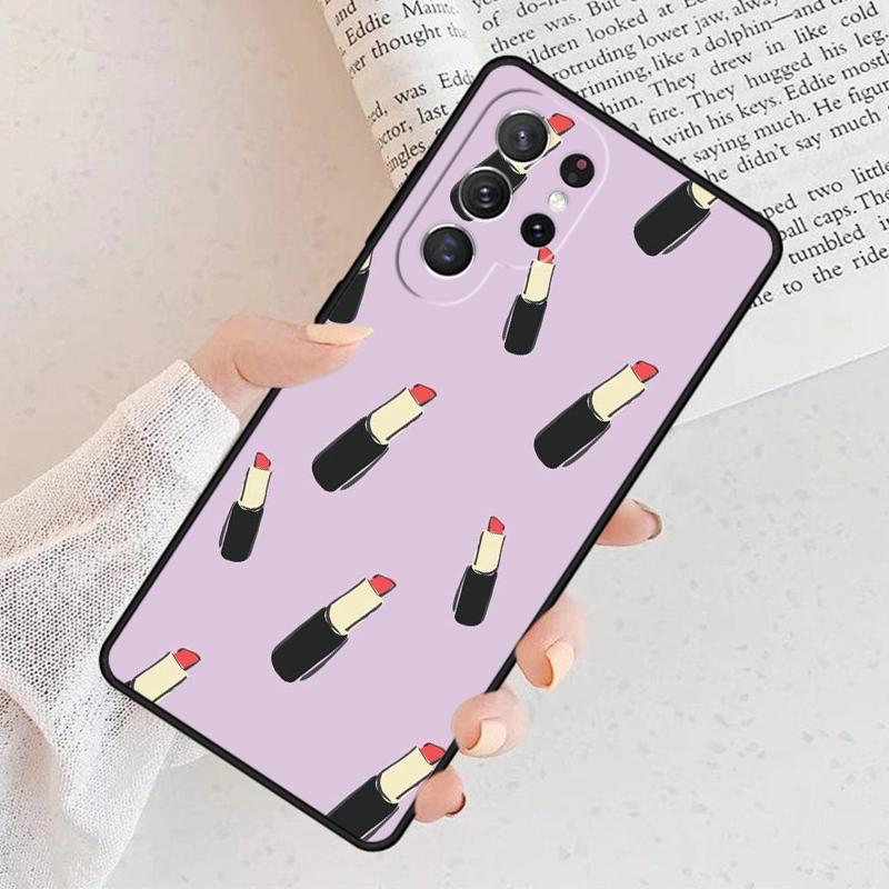 Lipstick Make Up Phone Case For Samsung Galaxy S25 S23 S30 S8 S21 S20 FE S24 S22 Note 10 20 Plus lite Ultra