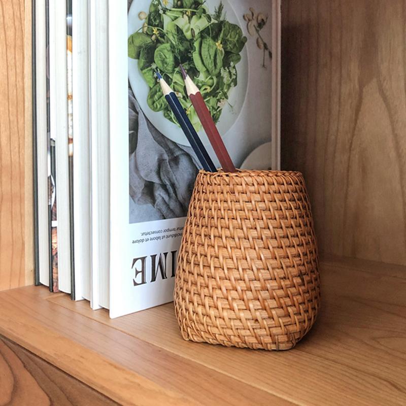 Vine Gewebter Desktop Aufbewahrungskorb Stifthalter Aufbewahrungskorb Einfache Desktop Dekoration Aufbewahrungskorb Haushalt Tee-Set Vietnamesisch