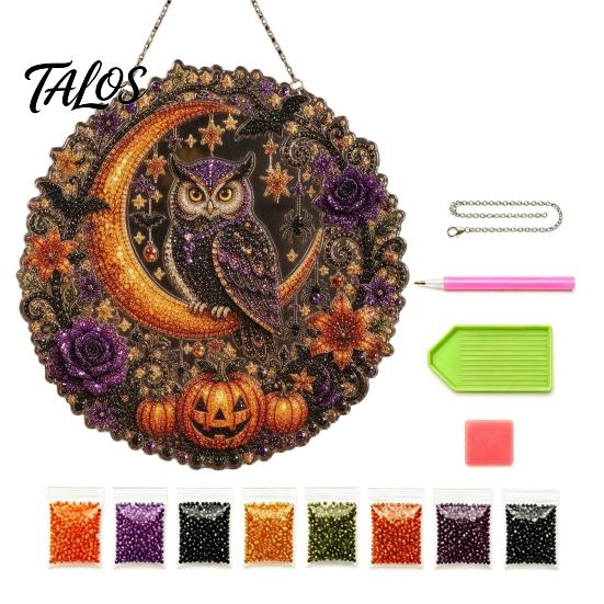 DIY Diamond Art Ornaments Halloween Ghost/Owl Hanging Ornament Kit, Gem Projects Painting Suncatcher, Pendant Window Decor Creative Crafting Supplies