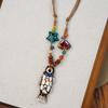 Vintage Ceramic Fish Necklace Tassel Bohemian Style Choker Antique Ethnic Style Necklace  Party
