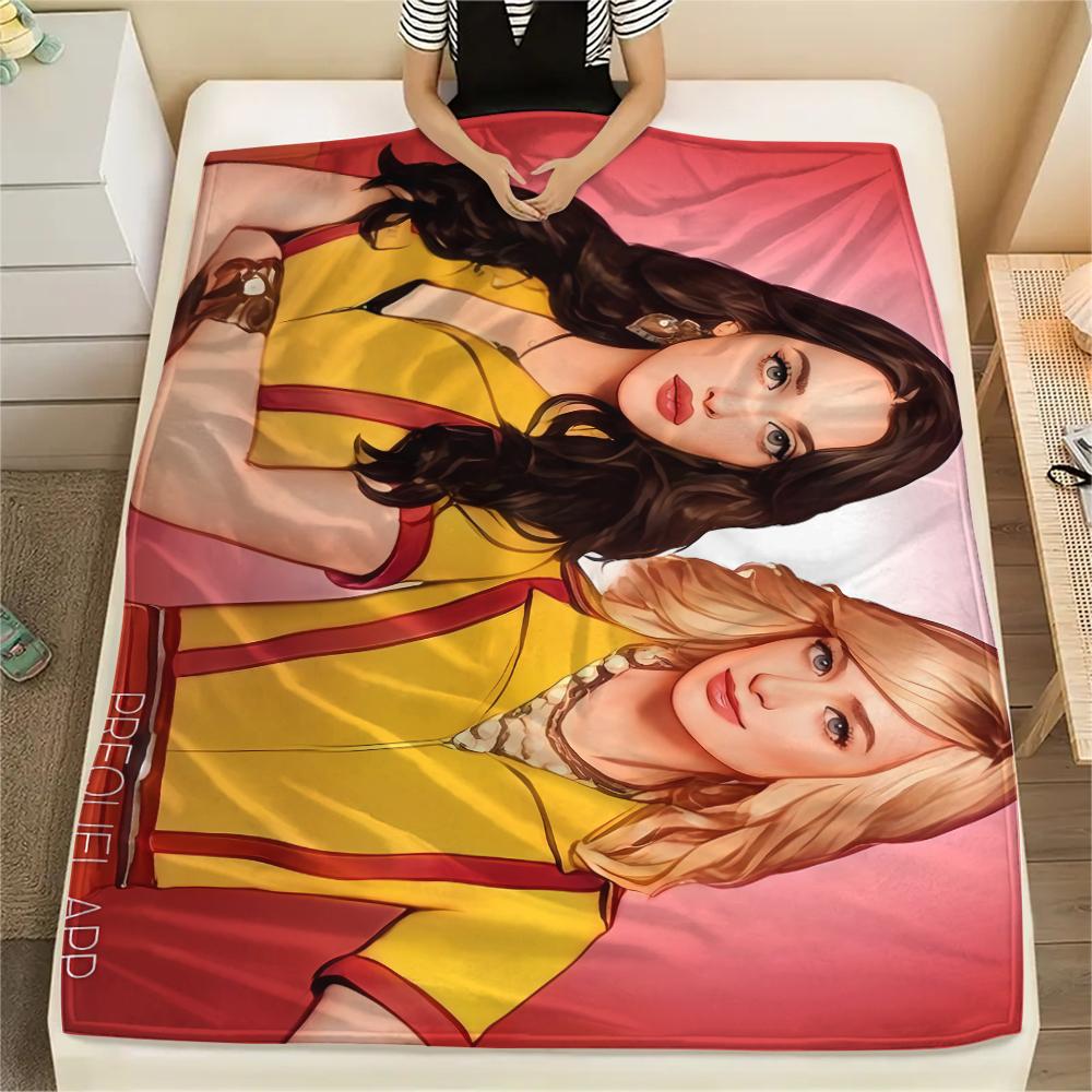1PC 2 Broke American Sitcom Print Flannel Blanket, High quality All Seasons, Home Decor, Warmth and Comfort, Perfect for Christmas Gifts