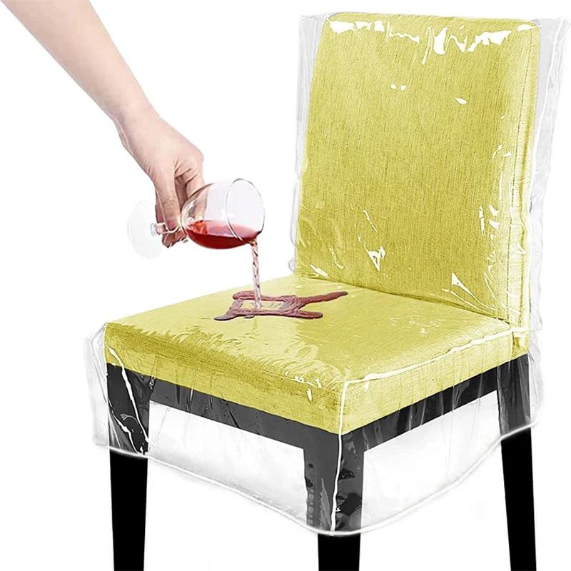 1pc Transparent PVC Dinning Chair Covers Protectors Waterproof Chair Covers Stain Resistant Plastic Seat Covers for Chairs Seat
