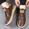 Men's shoes autumn new soft-soled trendy shoes breathable European station fashion versatile brown retro soft leather casual board shoes