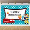 Firefighter Themed Background Children Boy Birthday Party Decoration Banner Fire Truck Hero Baby Shower Photography Backdrop30