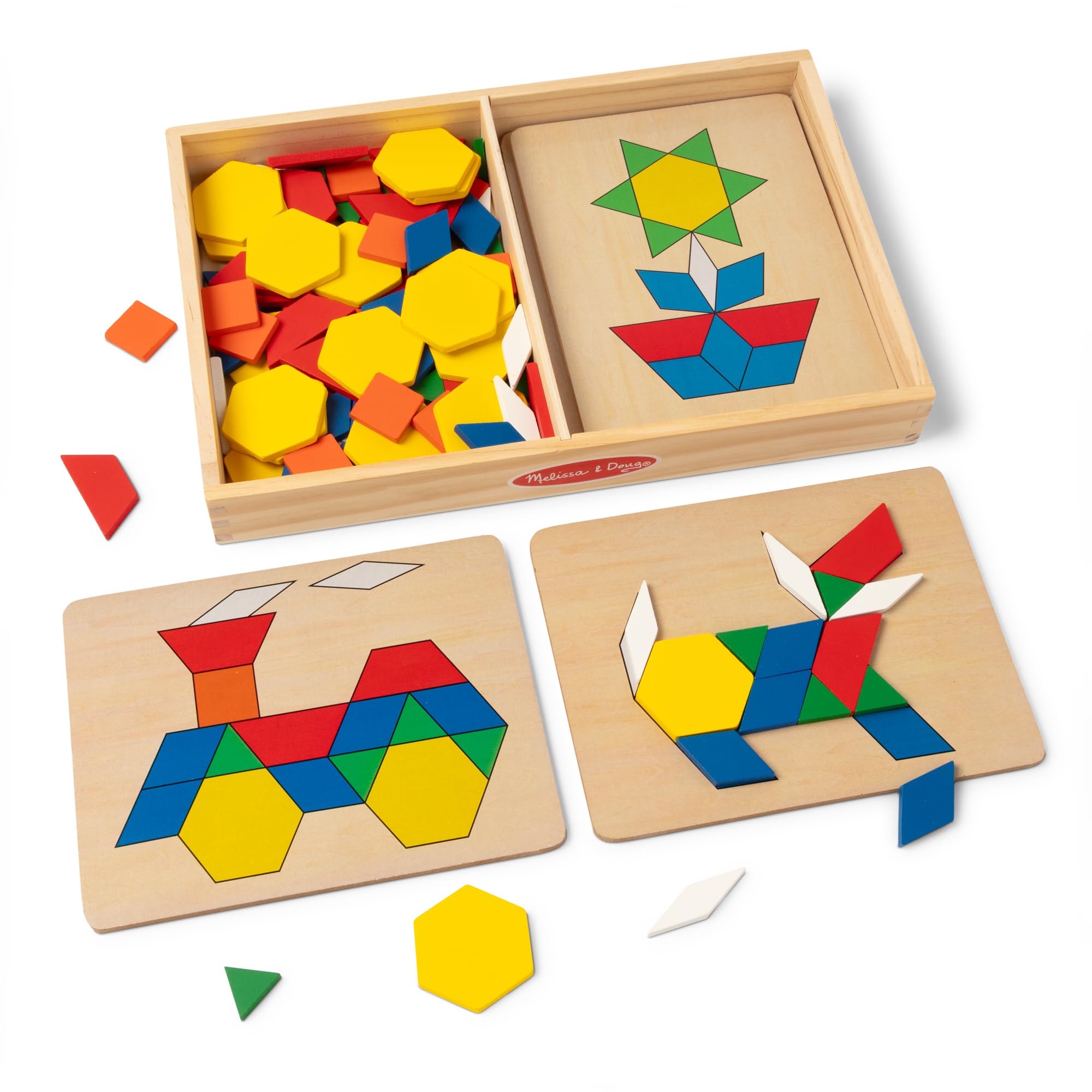 Набор «Блоки и доски с узорами» от Melissa & Doug | Деревянная игрушка | Развивающая игрушка | 3+ | Подарок для мальчика или девочки