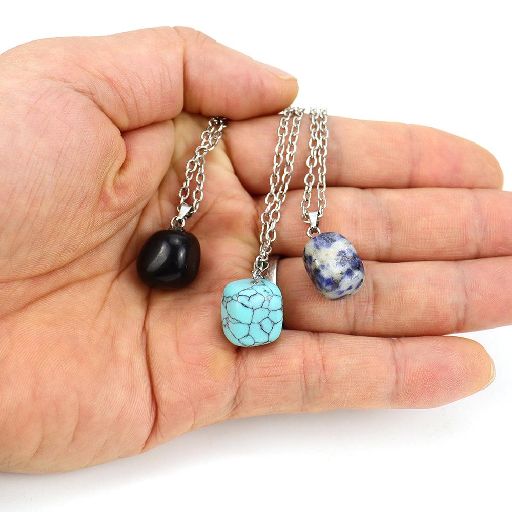 Natural Crystal Natural Stone Tiger Stone Irregular Shape Small Pendant Necklace N627