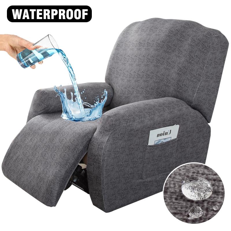 Stretch Recliner Chair Covers 4-Pieces for Reclining Chair Non Slip Recliner Cover Soft Fabric with Elastic Bottom for Kids Pets