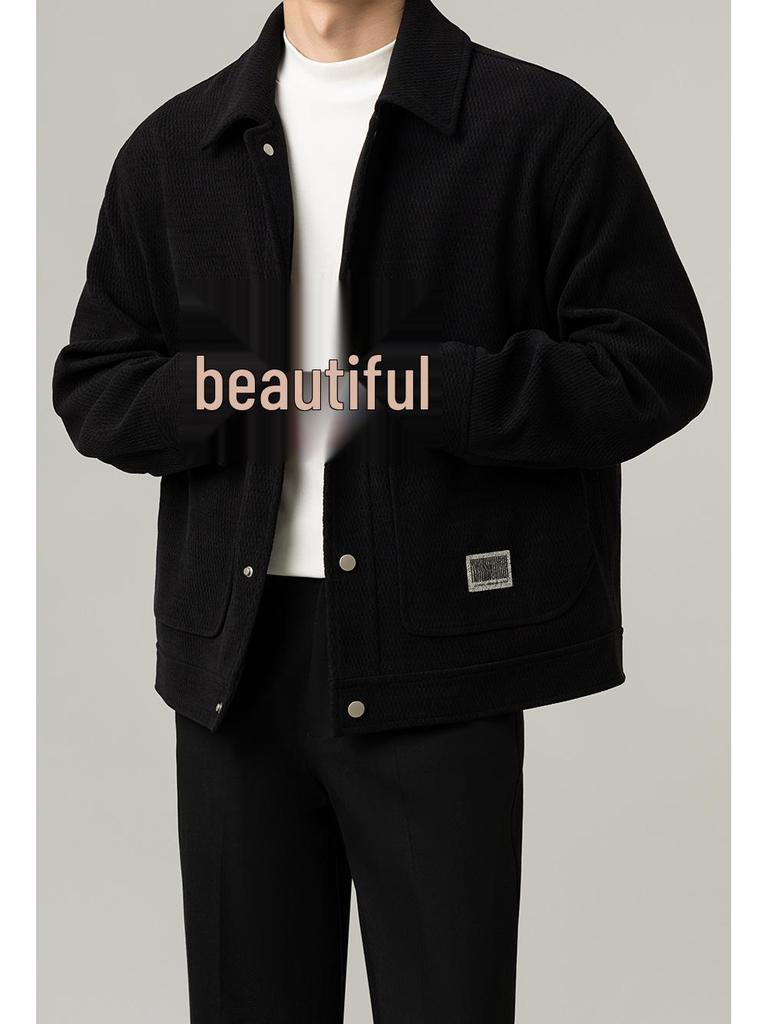 Herren Casual Revers Leichte Jacke – Verdickter Amerikanischer Stil für Frühling und Herbst
