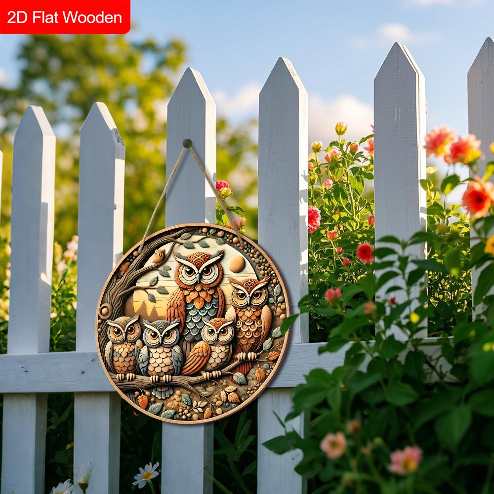 Dekorative Hängeschilder in 2D-Ebene, Innendekoration für Wand oder Tür, Gartendekoration, Eulenmuster, interessante Geschenke für Familie und Freunde