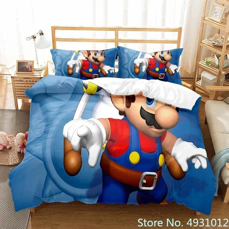 

Дитячий постільний комплект Super Mario з мультяшним принтом, ковдра, підковдра, наволочка, постільна білизна, набір для ліжка, спальні AU Single(140*210cm)3pcs