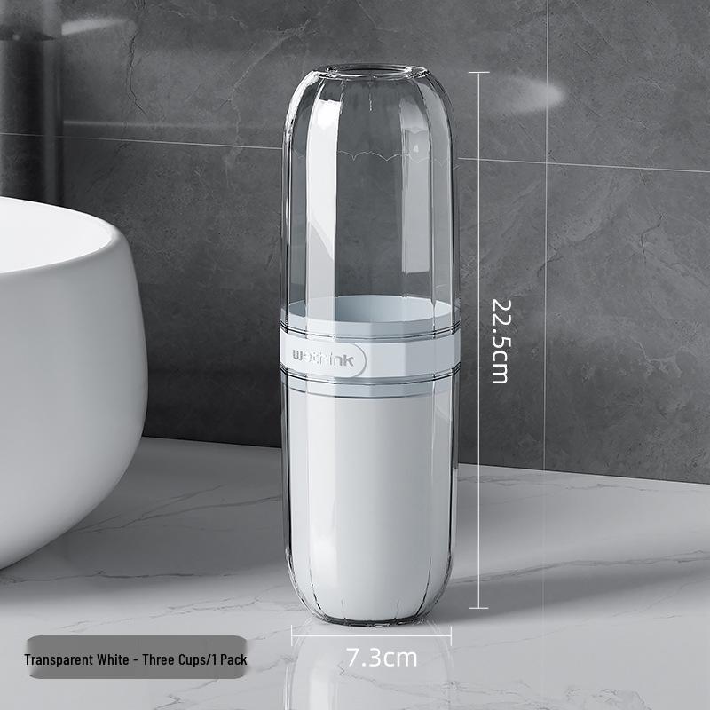 Convenient Travel Toothbrush & Mouthwash Cup Set with Storage - Essential for Easy Toiletry Organization
