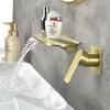 Brushed Gold Bathroom Bathtub Faucet Brass Concealed Waterfall Basin Faucet Single Handle Mixed Hot And Cold Sink Faucet