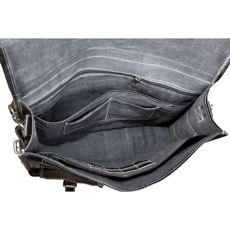 Geantă Messenger din piele neagră, Geantă de umăr din piele, Geantă neagră pentru laptop din piele naturală, Geantă crossbody din piele pentru bărbați și femei