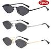 Protective Glasses 3pcs Fashion Metal Polygon Frame Sunglasses Personalized Black Lens Design Glasses UV Protection Eyeglasses