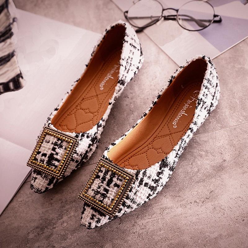 

Women s Flats Pointed Toe Casual Shoes Shallow Mouth Metal Buckle Single Shoes Women Loafers for Daily Outdoor Office Commuting 43 білий