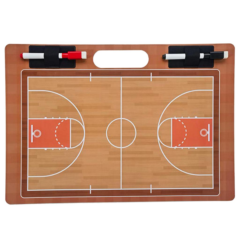 Tavola Tattica da Pallacanestro a Doppio Lato (Campo Intero/Metà Campo) Lavagna Cancellabile a Secco Tavola da Allenamento per Calcio per Allenatori con 2 Pennarelli