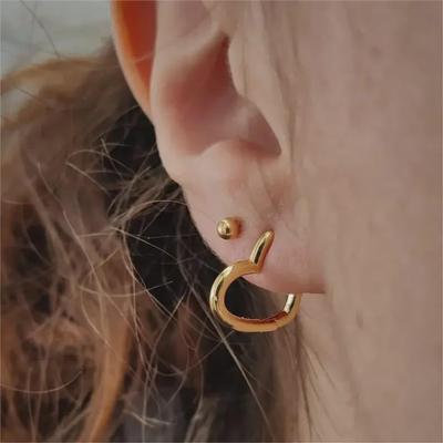 European & American Style Geometric Love Earrings: 18K Gold Stainless Steel