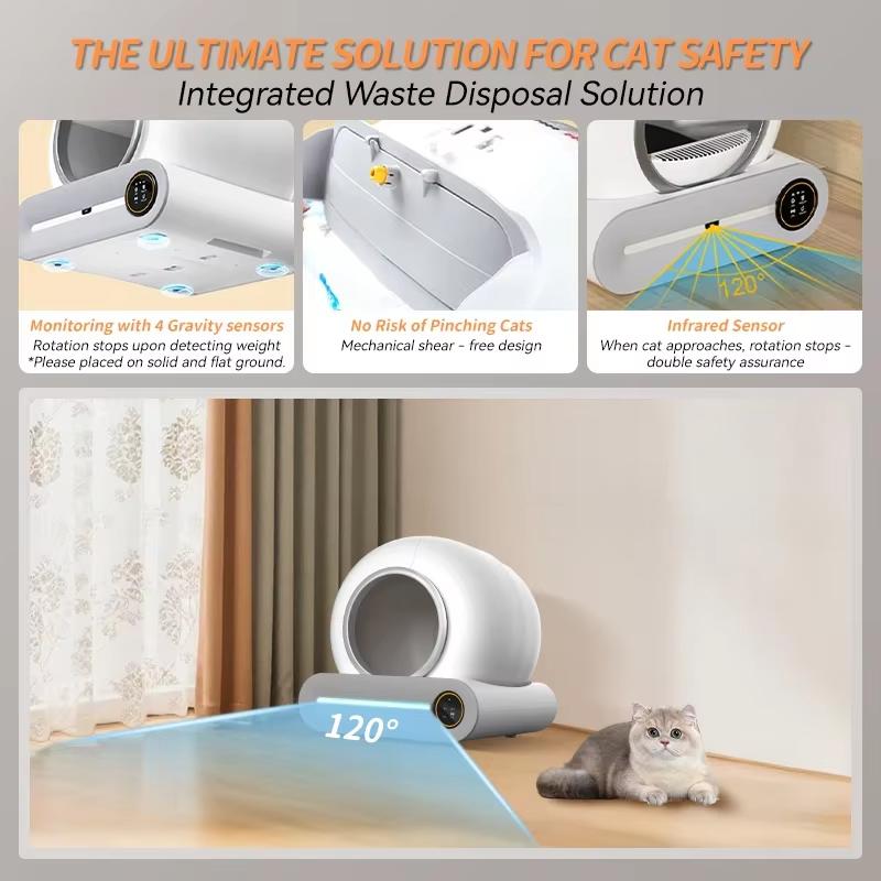 Tonepie Automatischer Smart-Katzenmülleimer Selbstreinigend Arenero Gato Katze 65L App-Steuerung Haustier Katzentoilette Matte Schale Ionen-Deodorant