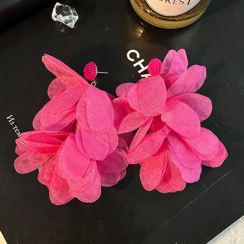 Large Hanging Lace Flower Earrings Women 2023 Trend Hanging Luxury Design Lace Cotton Petals Fairy Elegant Jewelry Accessories