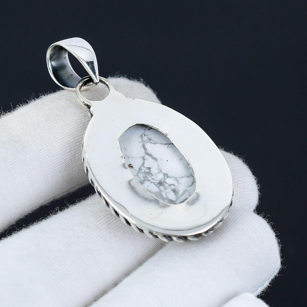 Howlith Edelstein Handgefertigt 925 Sterling Silber Schmuck Anhänger, Natürlicher Howlith, Weihnachtsgeschenk für Sie Schmuck für Besondere Anlässe