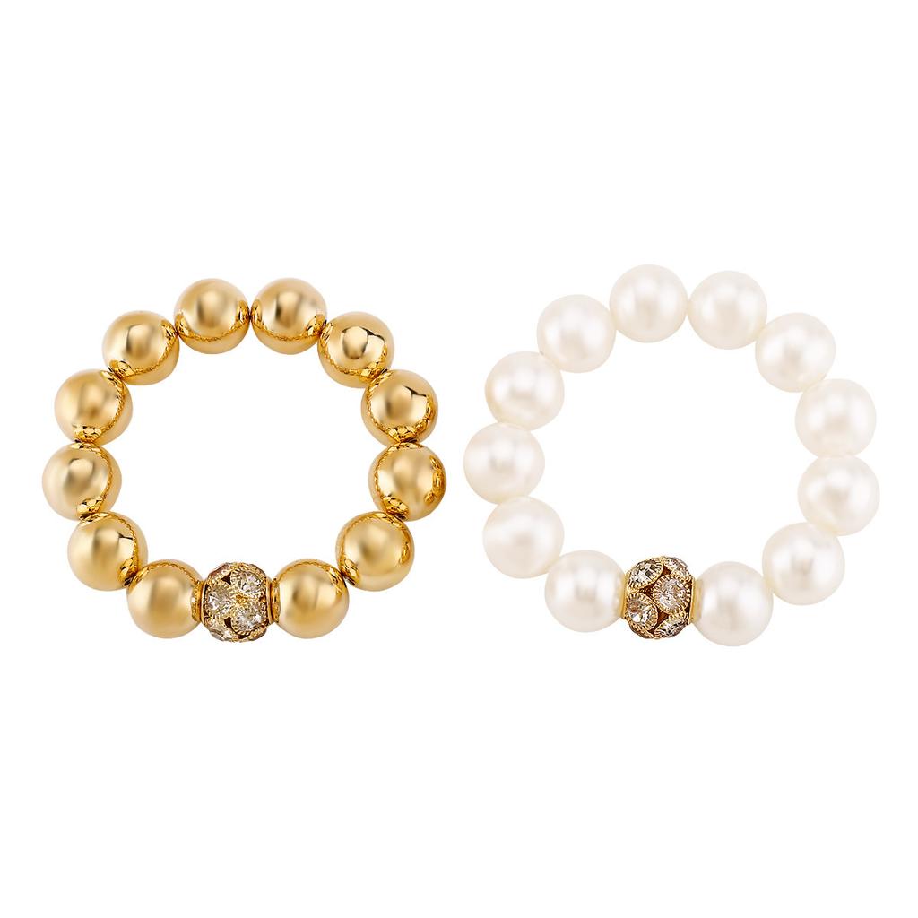 Personalized New Retro Simple Imitation Pearl Beaded Bracelet Necklace, Light Luxury Niche Temperament Multi-layer Stacked Accessories