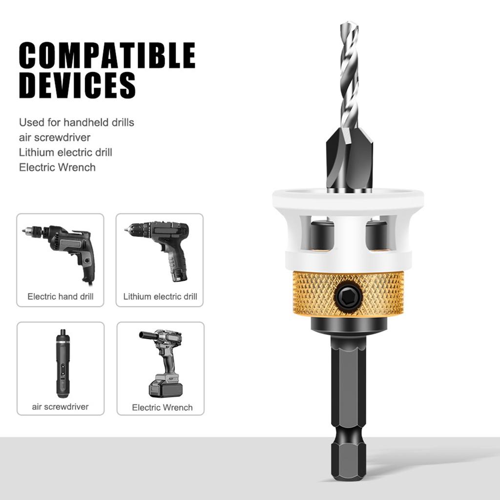 4Pieces Steel Countersink Drill Bits with Adjustable Depth Control Collar 2.8/3.2/3.5/4mm for Wood Plastic Drilling