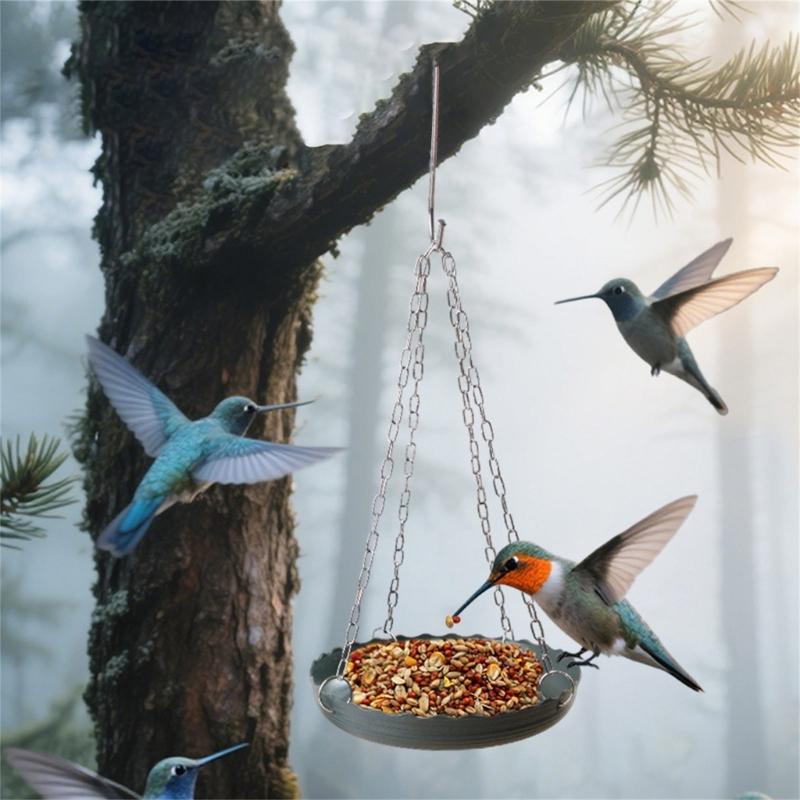 Weather Resistant Bird Feeder And Bird Bath Multipurpose with Hanging Chain For Attracting Wild Birds In Garden