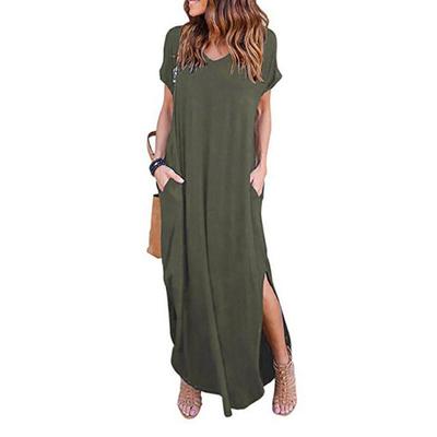 Sexy Women Dress Plus Size 5XL Summer 2022 Solid Casual Short Sleeve Maxi Dress For Women Long Dress Female Dresses