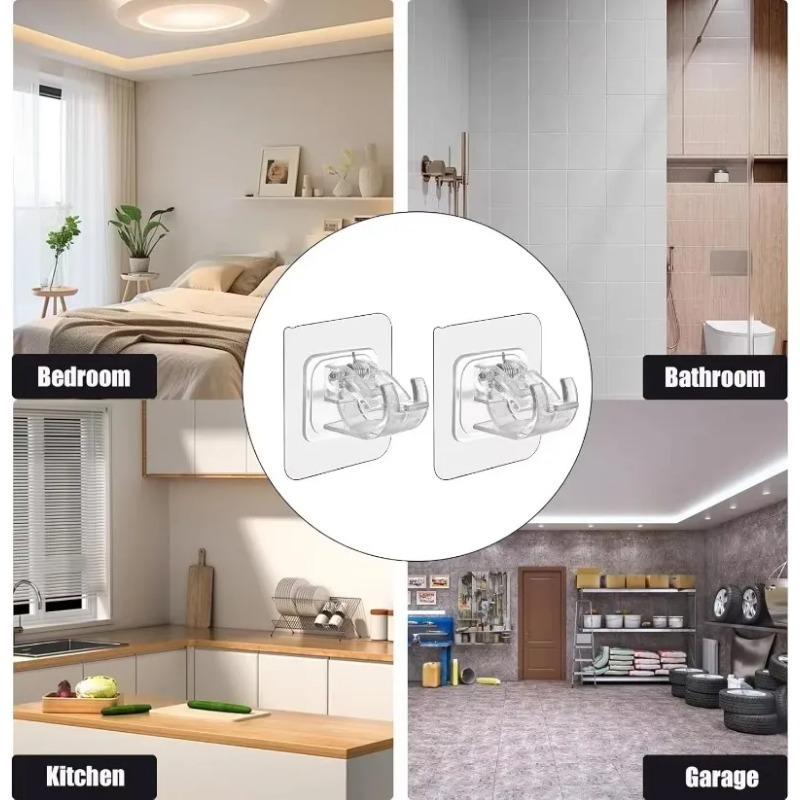 Selbstklebende Haken, stanzfreier Vorhangstangen-Clip-Haken, Duschvorhangstangen-Aufhängehalter, Haushalts-Festclip-Aufhängehakenhalter