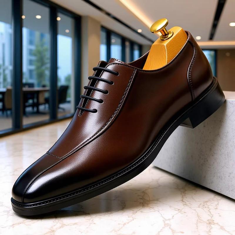 Mens Genuine Leather Oxford Shoes Square Toe Business Casual Dress Office Wedding Formal Events