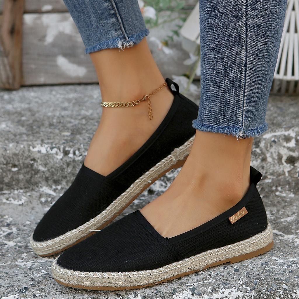 Espadrilles Women's Contrast Paneled Footwear Flat Canvas Shoes Hemp Lazy Flats for Men Moccasins Male Loafers Driving Shoes