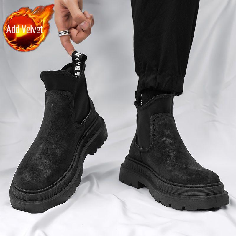 Pantofi din piele pentru bărbați piele întoarsă cu înălțime sporită bărbat casual ghete Chelsea încălțăminte ofertă piele de vacă elegant la vânzare 2025 tendință modă