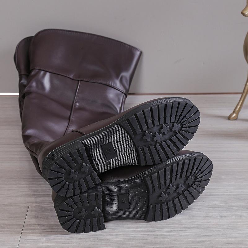 Fashion Round Toe Shoes Woman Rubber Boots Platform Heels Ladies Over-the-Knee British Style Women Long Boots Botas De Mujer